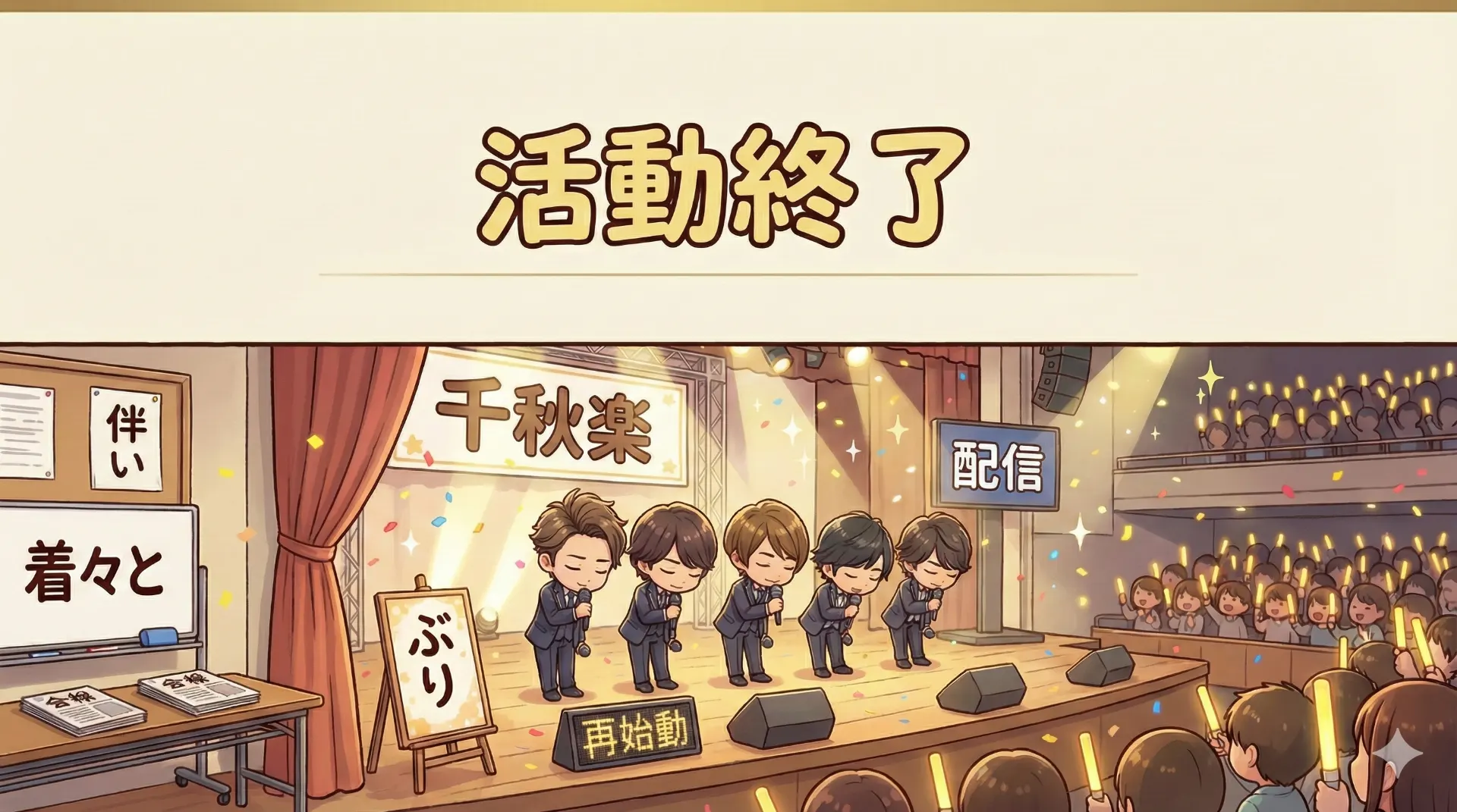 嵐新歌Five日语新闻表达精读｜活動終了千秋楽再始動用法解析