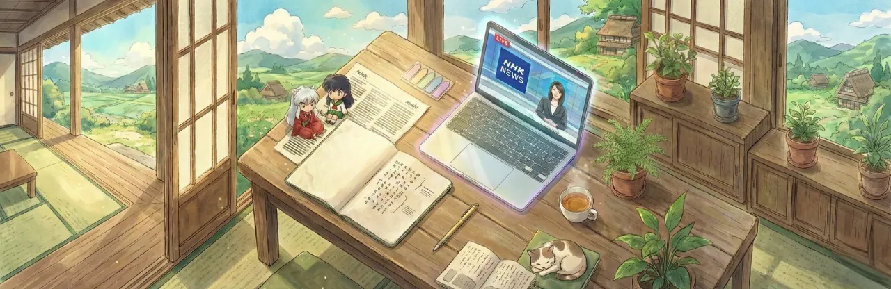 想真正提升日语水平，光靠教科书远远不够。这里精选 NHK 新闻、朝日新闻、日本综艺娱乐报道等真实素材，带你逐句拆解地道日语表达，积累课本里学不到的词汇和语法。