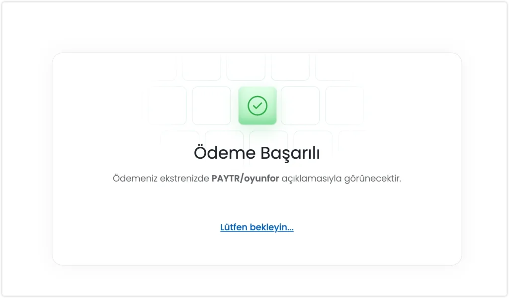 土耳其网站支付成功页面截图，显示绿色勾选图标与“Ödeme Başarılı”成功提示，表示 Apple Gift Card 已购买成功。