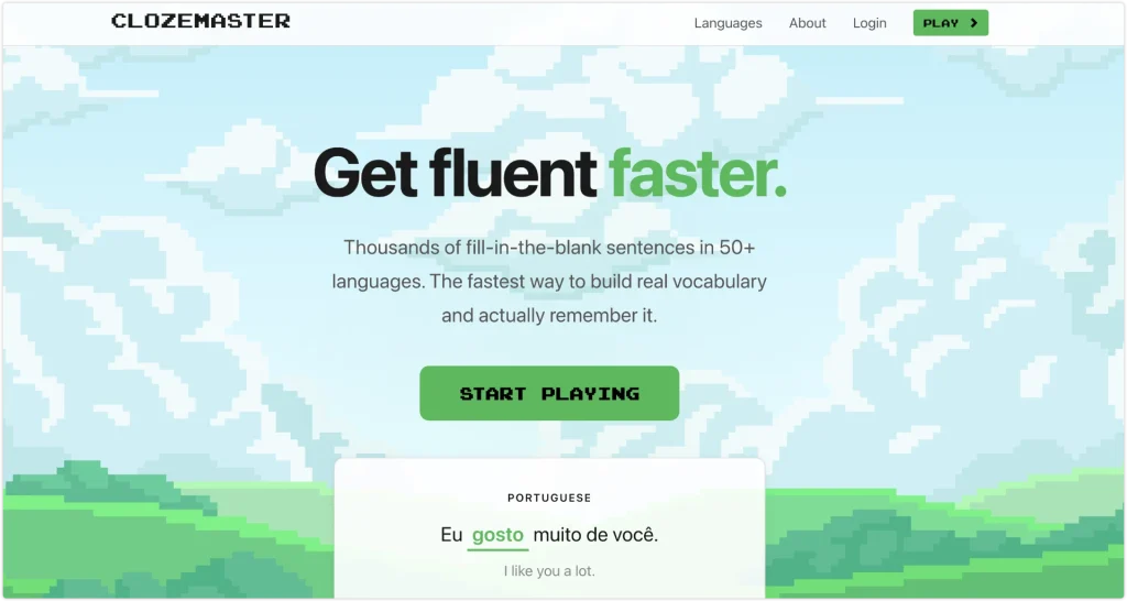 9. Clozemaster:在完整句子中复习词汇